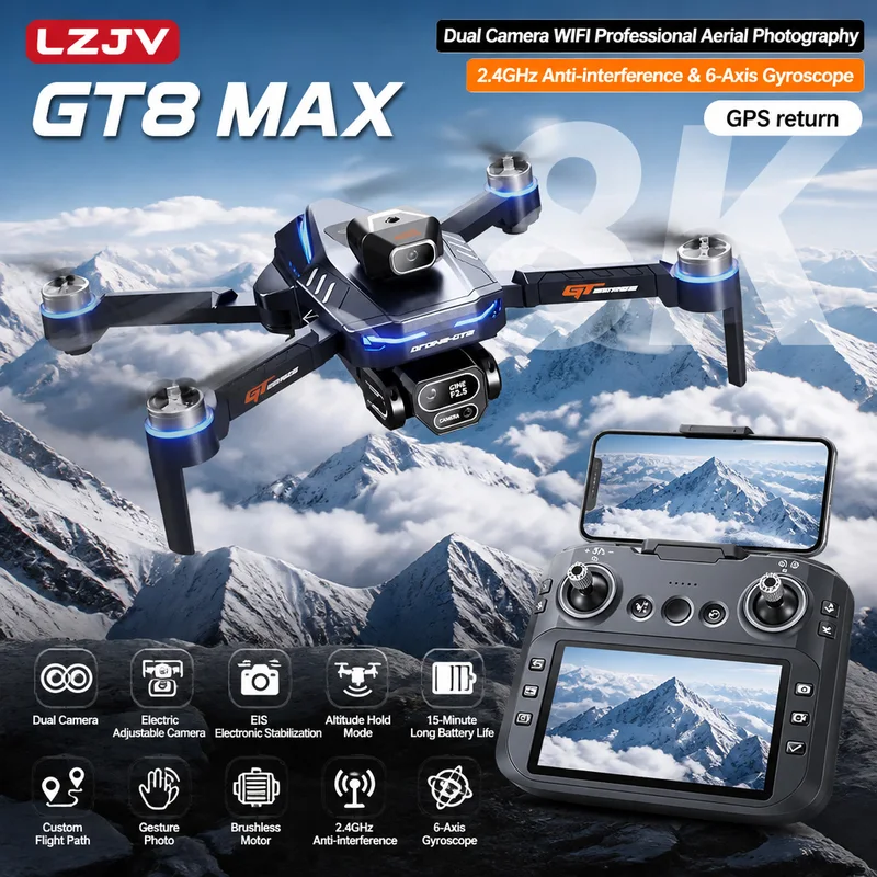 Drone Camera Professional - GT8 Max Katlanabilir Drone 8K HD