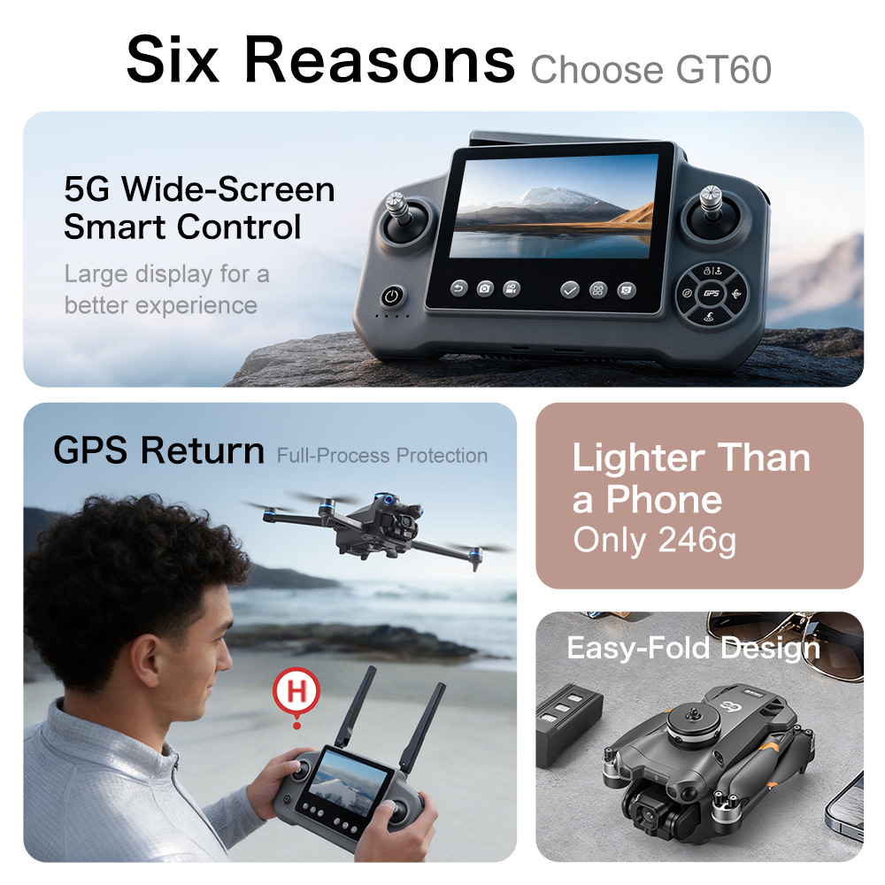 Yeni GT60 GPS Drone Yüksek Çöz - Drone Camera Wide Angle incelemesi ve fiyatı